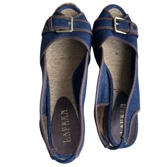 Lauren Ralph Lauren Women's Blue Wedge Sandals SZ 7 - Picture 2 of 3